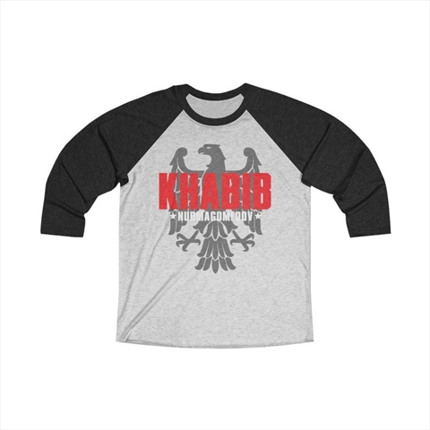 Khabib Nurmagomedov The Eagle Vintage Black/Heather White Unisex Tri-Blend 3/4 Raglan Tee