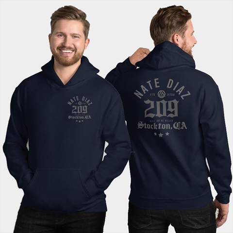 Nate Diaz 209 Stockton Jiu Jitsu Front & Back Navy Unisex Hoodie