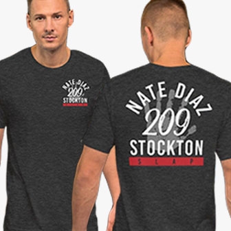 Nate Diaz Stockton Slap Front & Back Dark Grey Heather Unisex T-Shirt