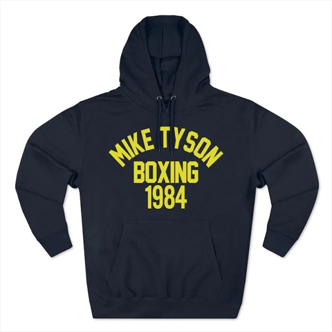 Mike Tyson Boxing 1984 State Games Front & Back Navy Unisex Premium Pullover Hoodie