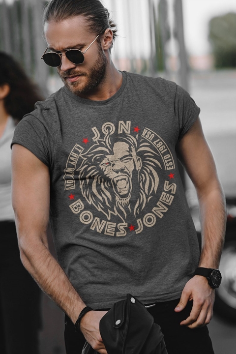 Jon Jones Lion Graphic Fighter Wear Dark Heather Unisex T-Shirt